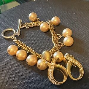 Elegant Gold and Cream Bracelet and Earrings by AVON